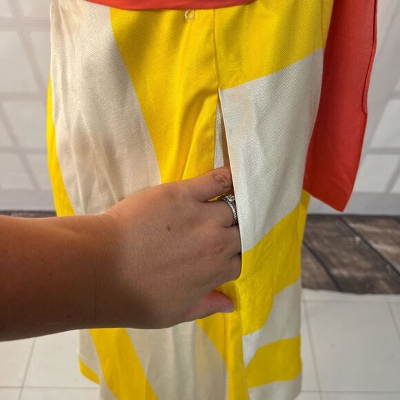 Maeve Anthropologie Sunshine yellow and white Striped Dress size 6P - Picture 7 of 16